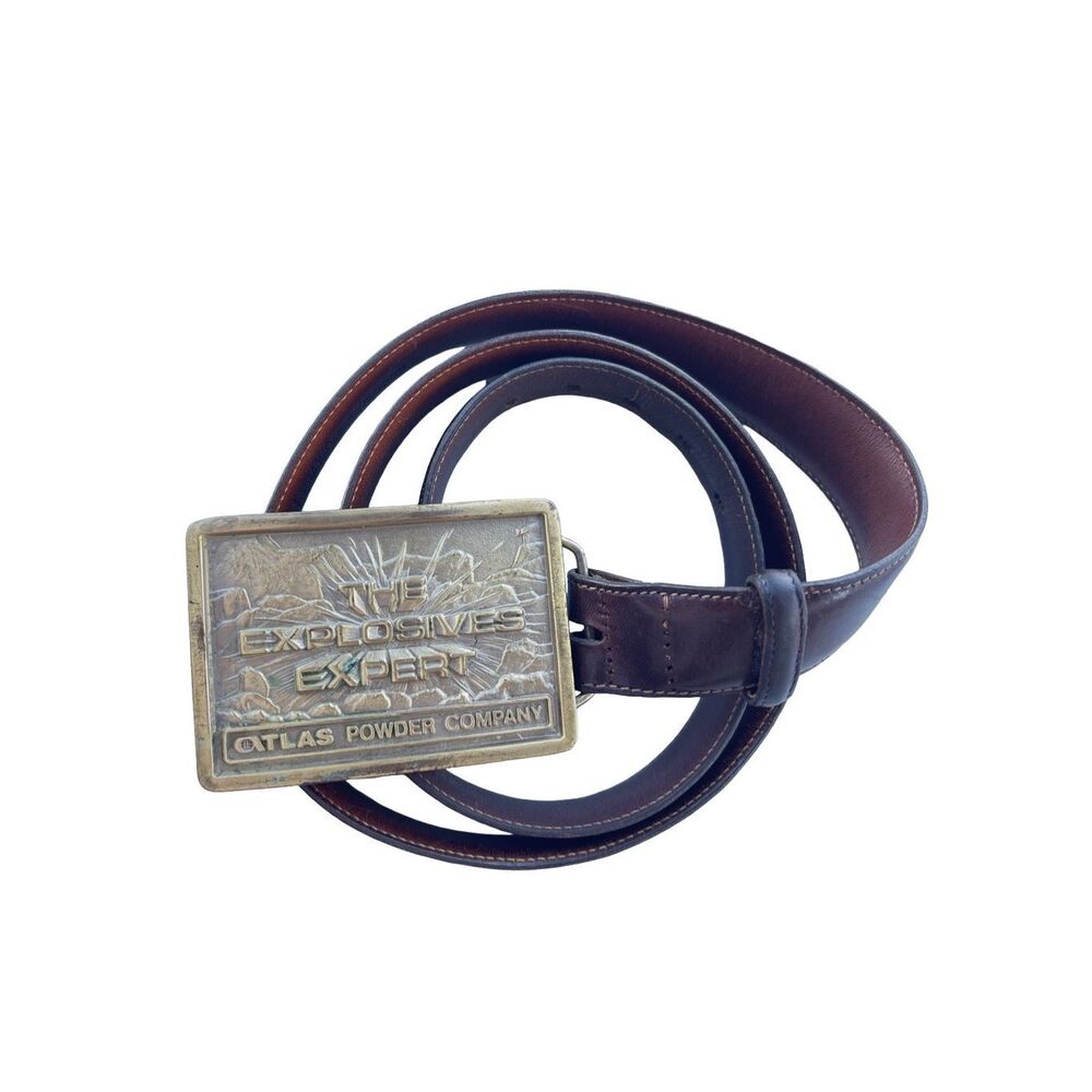 The Explosive Expert Big Brass Buckle Leather Belt Size XL